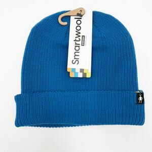 Smartwool Beanie Hat NWT Nival Blue Merino Wool Blend Unisex One Size Ribbed